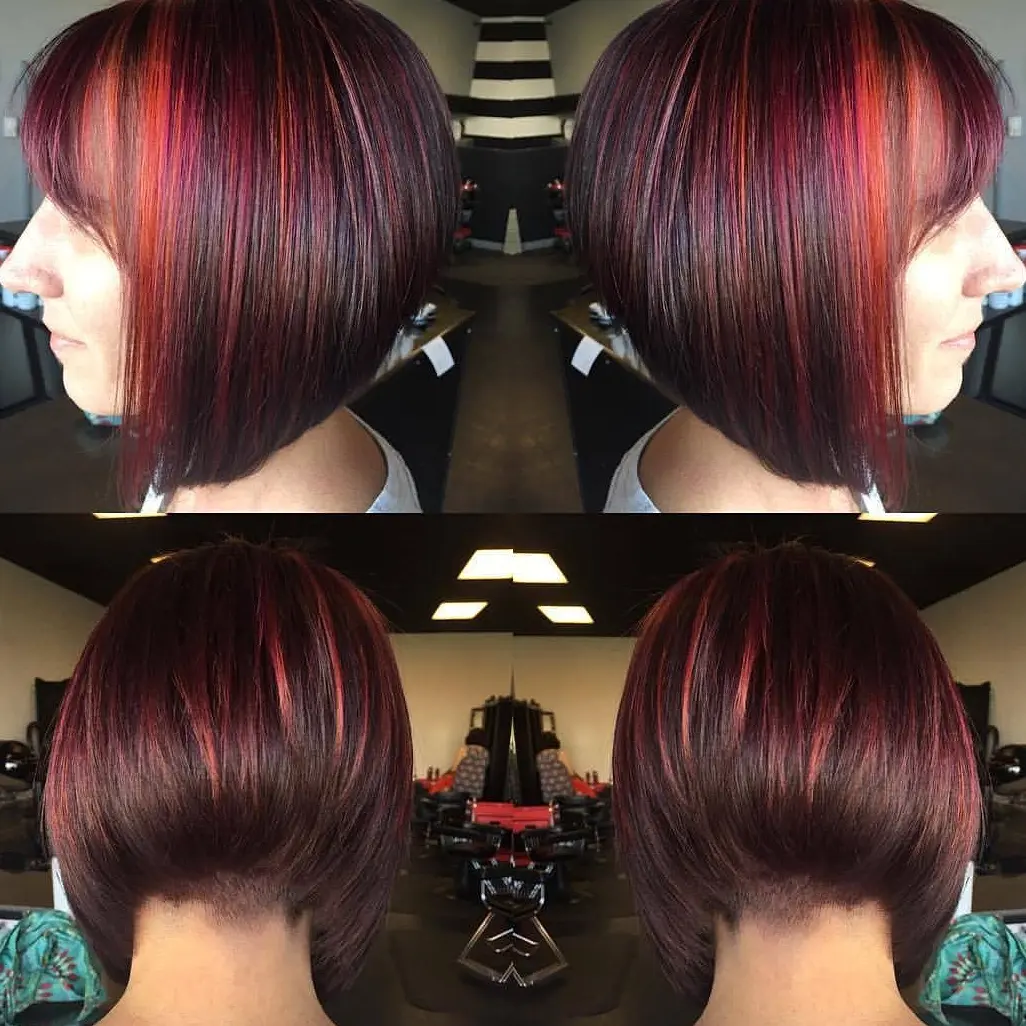 Red and Plum Bob Hairstyle