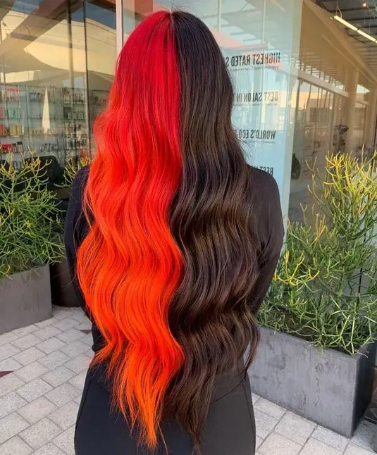 Fiery Red and Black Hair Hairstyle