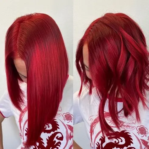 Red Bob Transformation Hairstyle