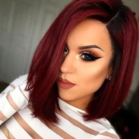 Sleek Dark Red Bob Hairstyle