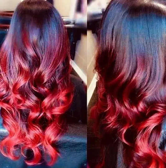 Red and Black Ombre Hairstyle