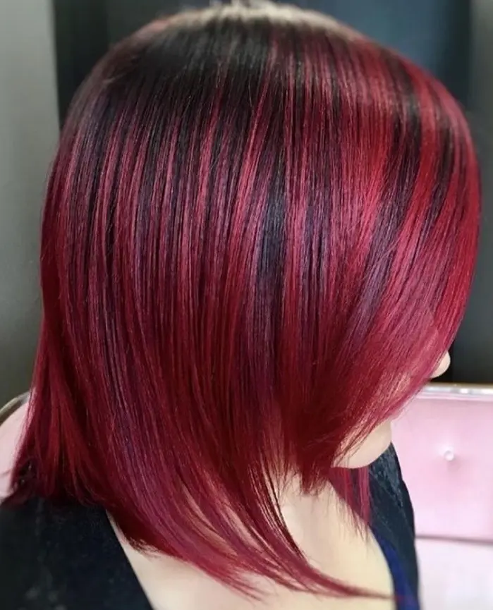 Crimson Highlights Hairstyle