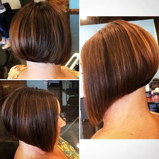 Stacked Bob with Highlights Hairstyle