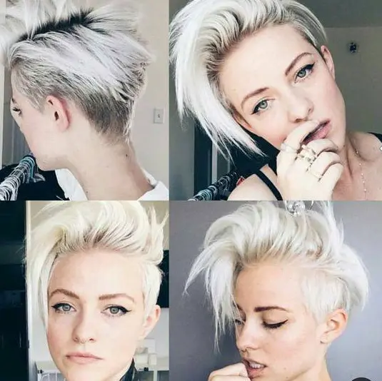 Platinum Pixie Cut with Undercut Hairstyle