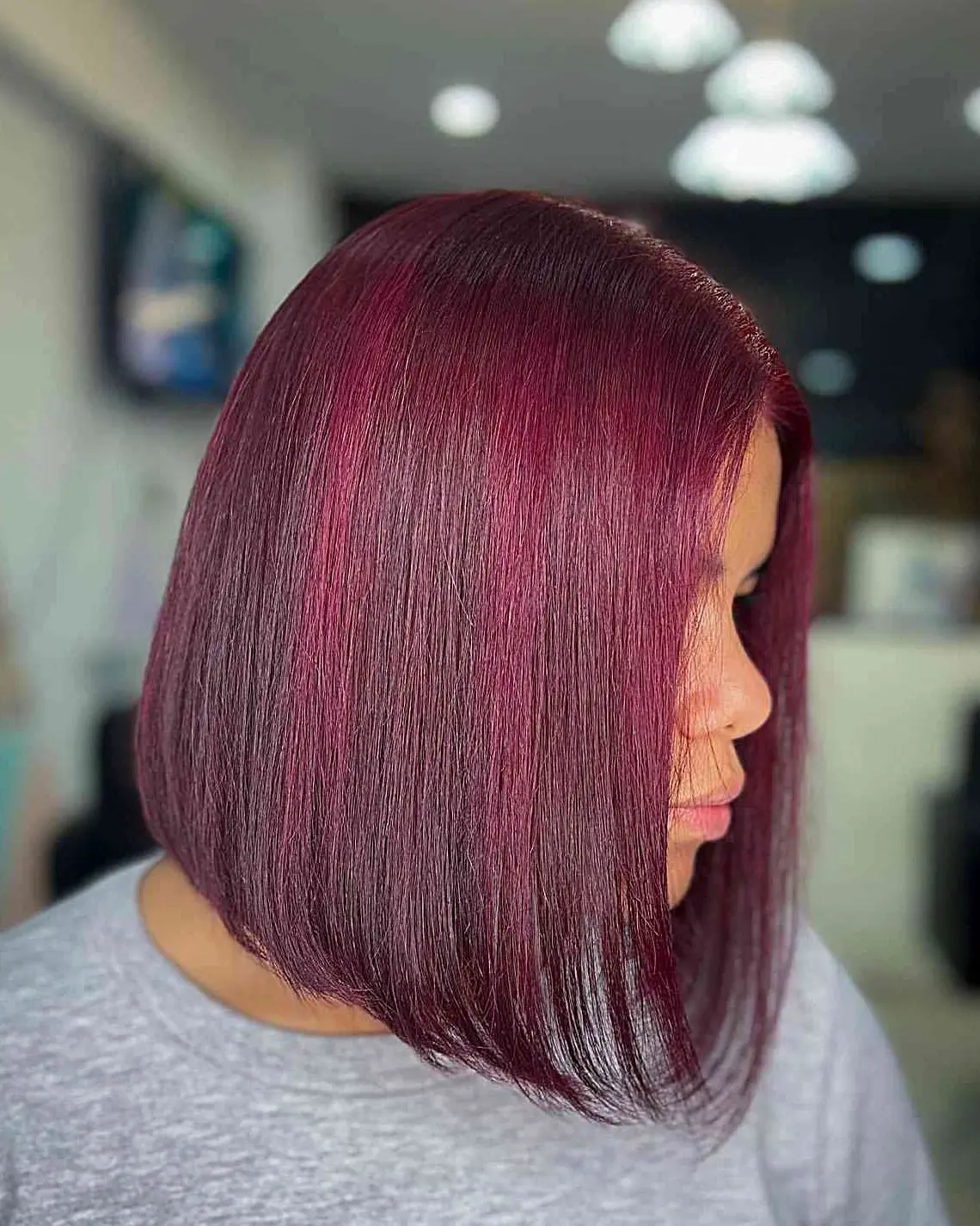 Rich Burgundy Bob Hairstyle