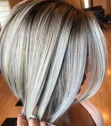 Silver Stacked Bob Hairstyle