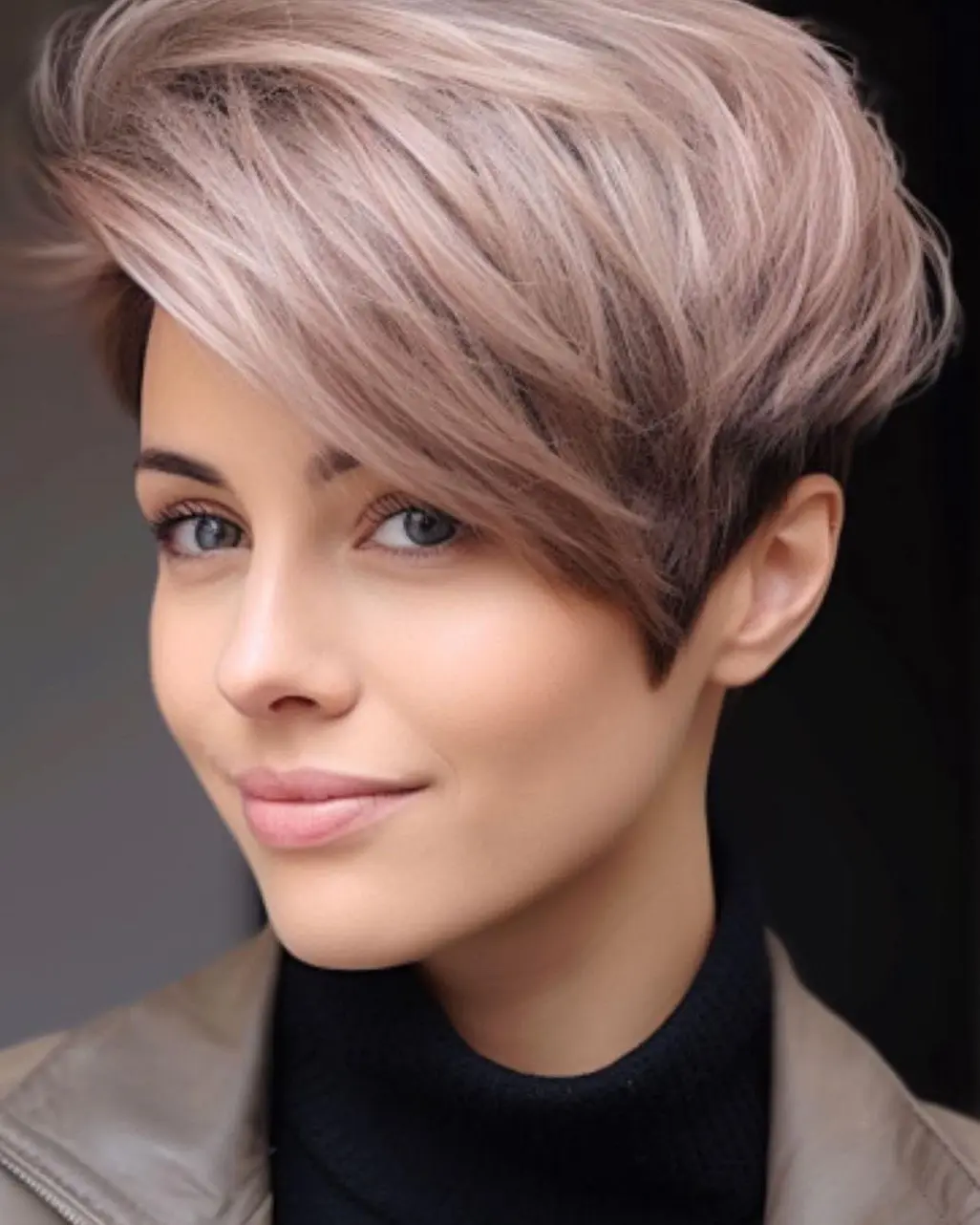 Textured Pixie with Side Part Hairstyle