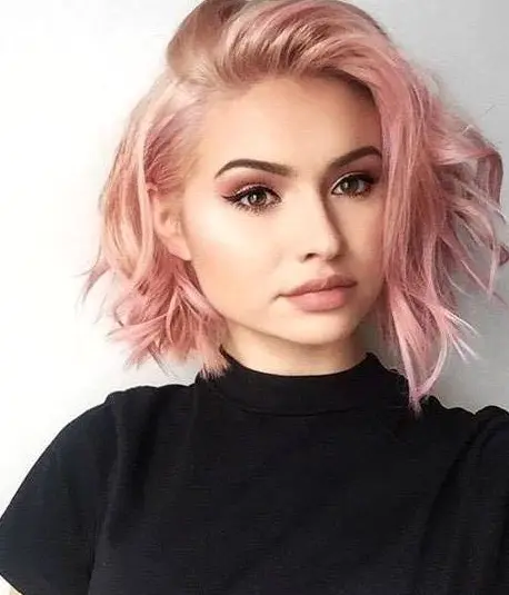 Tousled Pink Bob Hairstyle