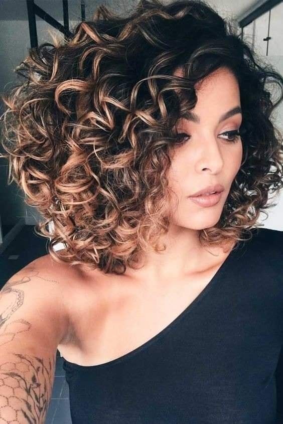 Curly Bob with Highlights