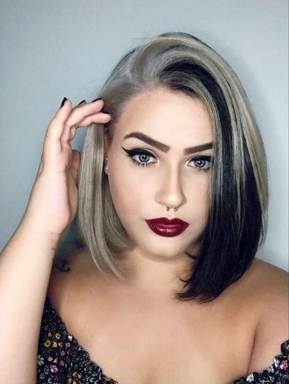 Half-and-Half Black and Blonde Bob