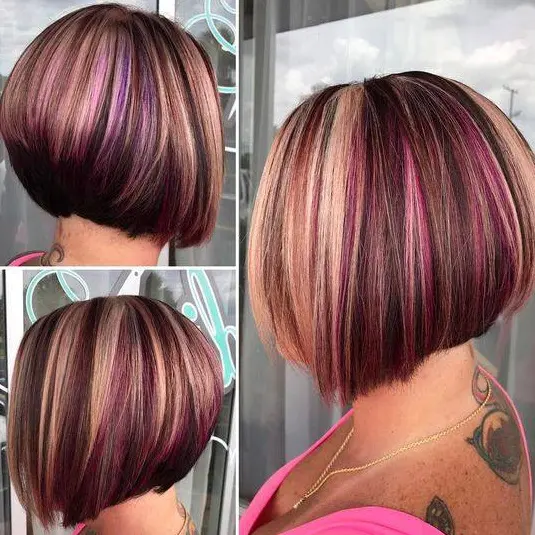 Pink and Blonde Striped Bob Hairstyle