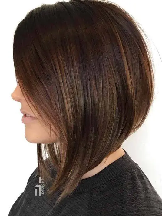 Layered Brown Bob with Highlights Hairstyle