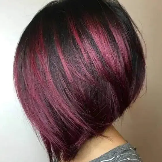 Burgundy Highlighted Bob Hairstyle