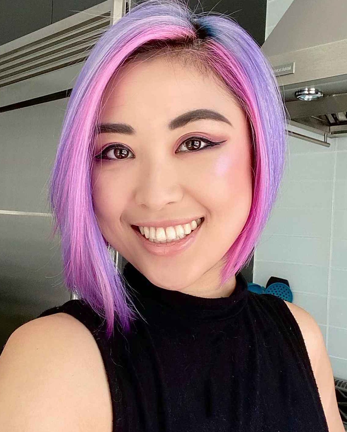 Pastel Pink and Purple Bob Hairstyle