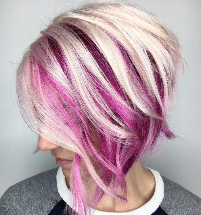 Pink and Platinum Bob Hairstyle