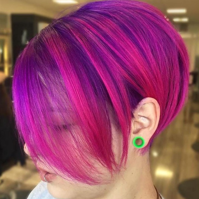 Vibrant Pink and Purple Bob Hairstyle