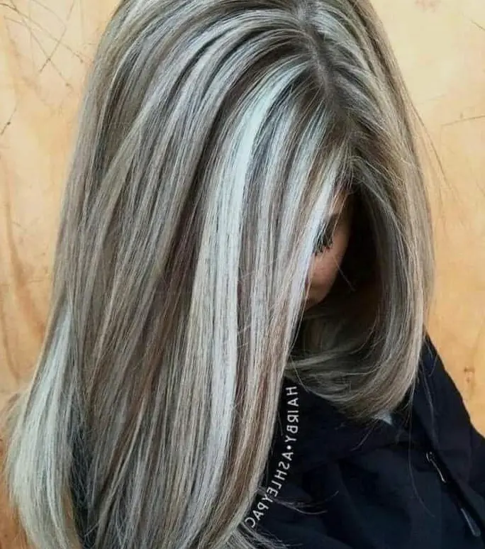 Silver Highlights on Ash Blonde Hair Hairstyle