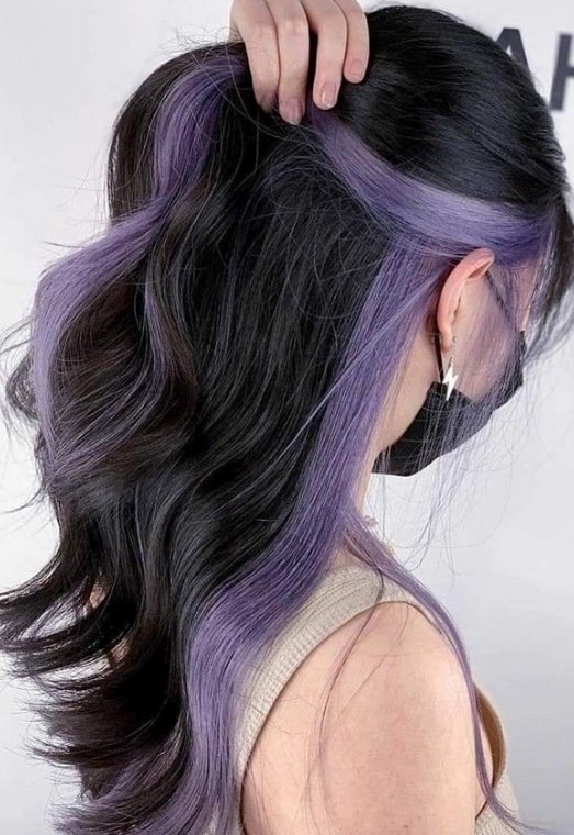 Purple Peekaboo Highlights Hairstyle