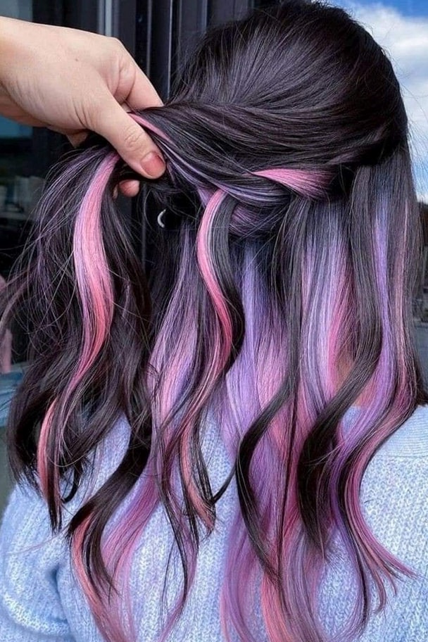 Pastel Pink and Purple Layers Hairstyle