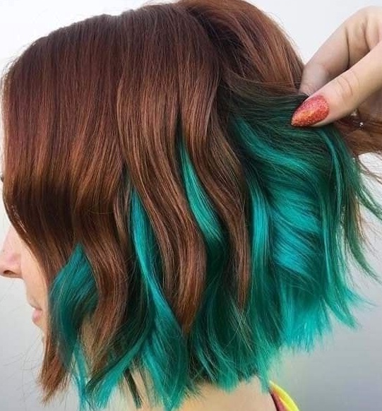 Teal Underneath Waves Hairstyle