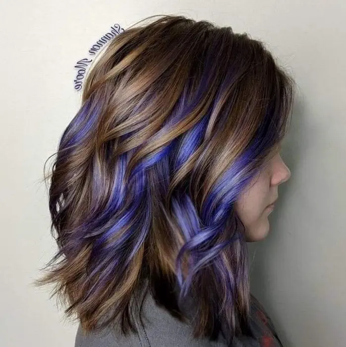 Purple Streaked Layers Hairstyle