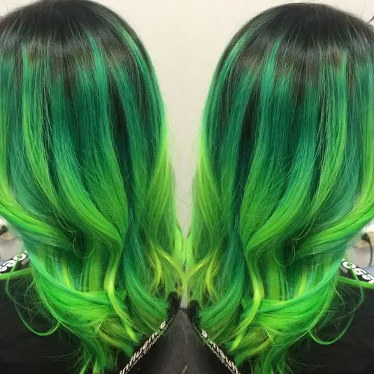 Green Ombre Waves Hairstyle