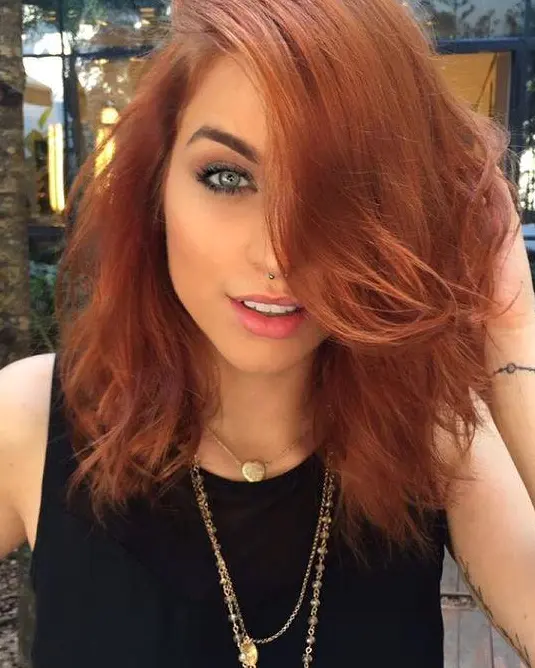 Fiery Red Waves Hairstyle