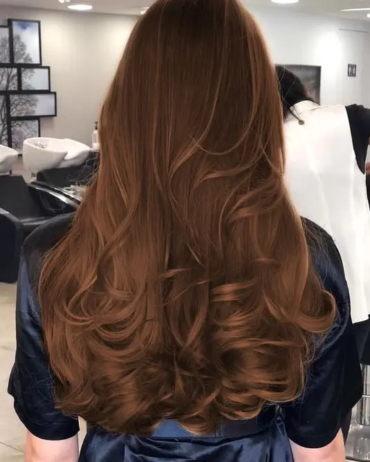 Copper Brown Waves Hairstyle