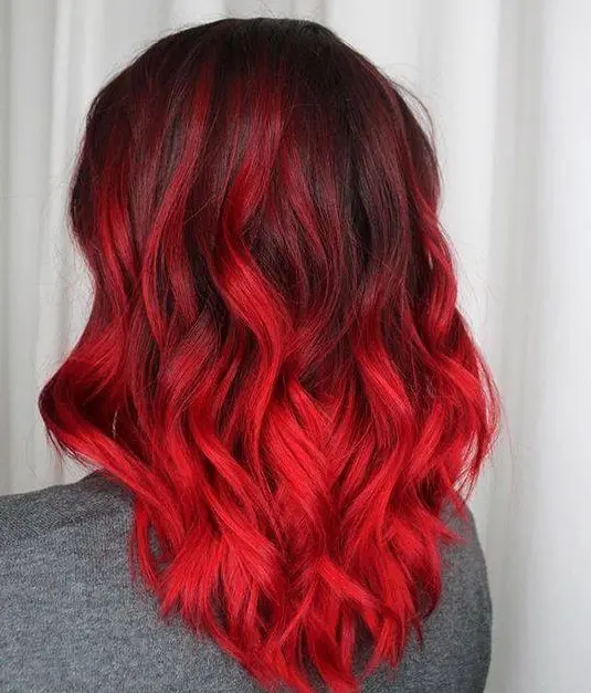 Fiery Red Waves Hairstyle