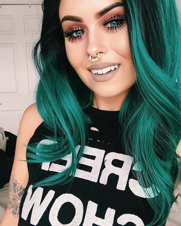 Vibrant Teal Waves Hairstyle