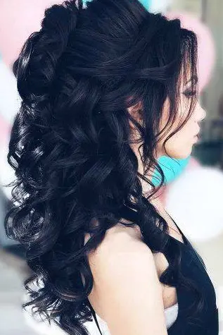 Voluminous Black Waves Hairstyle