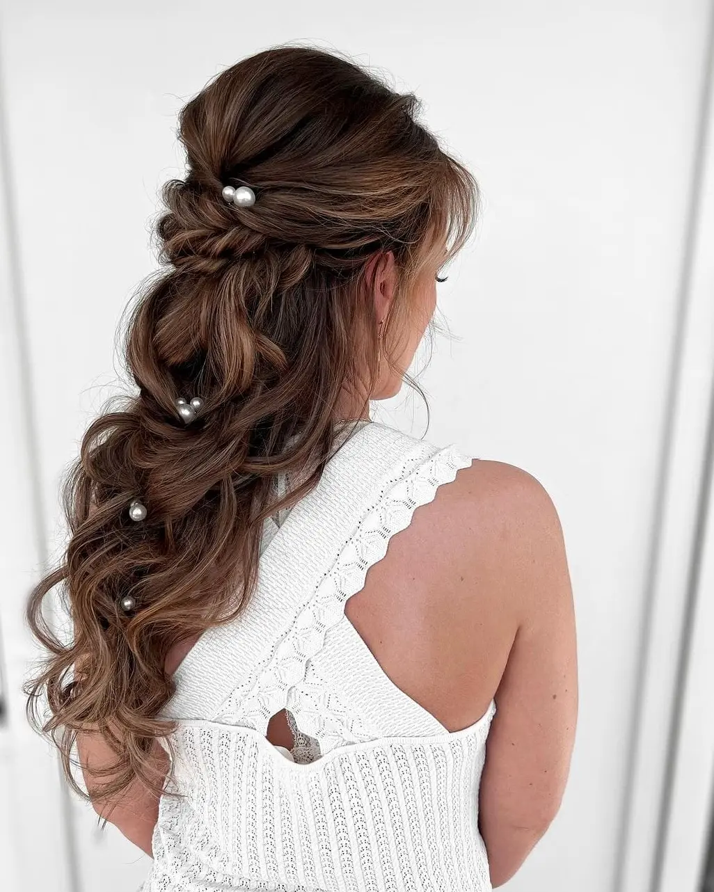 Curled Half-Up Half-Down Wedding Hairstyle