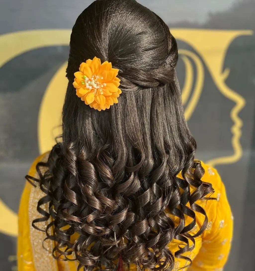 Classic Curls with Yellow Floral Accessory