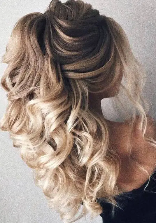 Voluminous Curled Half-Up Hairstyle